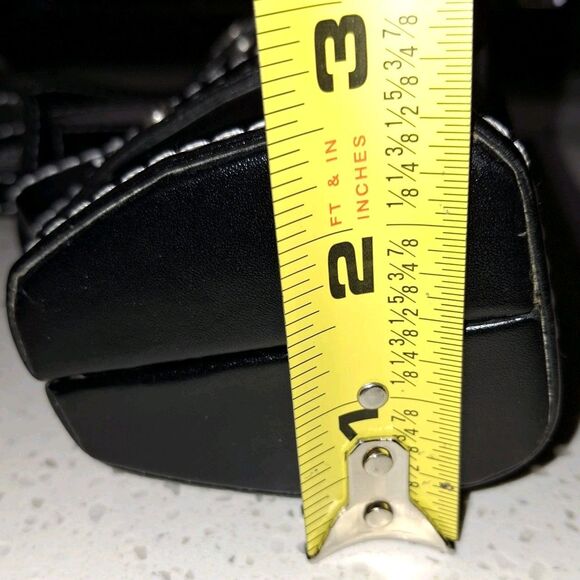 Black Small Rectangular Handbag Cosmetic Purse with Decorative Silver Tone Studs - Picture 8 of 15